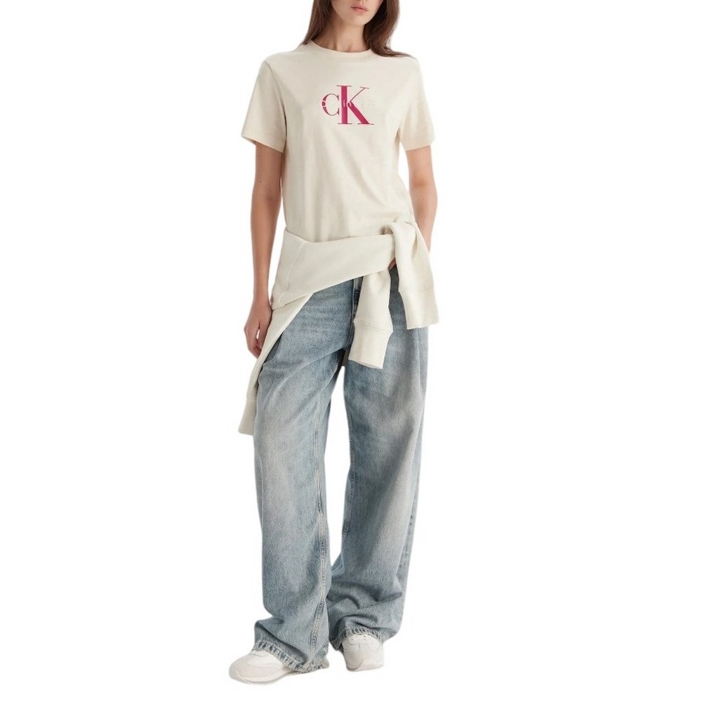 CALVIN KLEIN JEANS HR CLSSC MNLG CNC T-SHIRT ΜΠΛΟΥΖΑ ΓΥΝΑΙΚΕΙΑ BEIGE