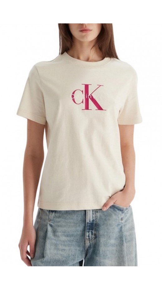 CALVIN KLEIN JEANS HR CLSSC MNLG CNC T-SHIRT ΜΠΛΟΥΖΑ ΓΥΝΑΙΚΕΙΑ BEIGE