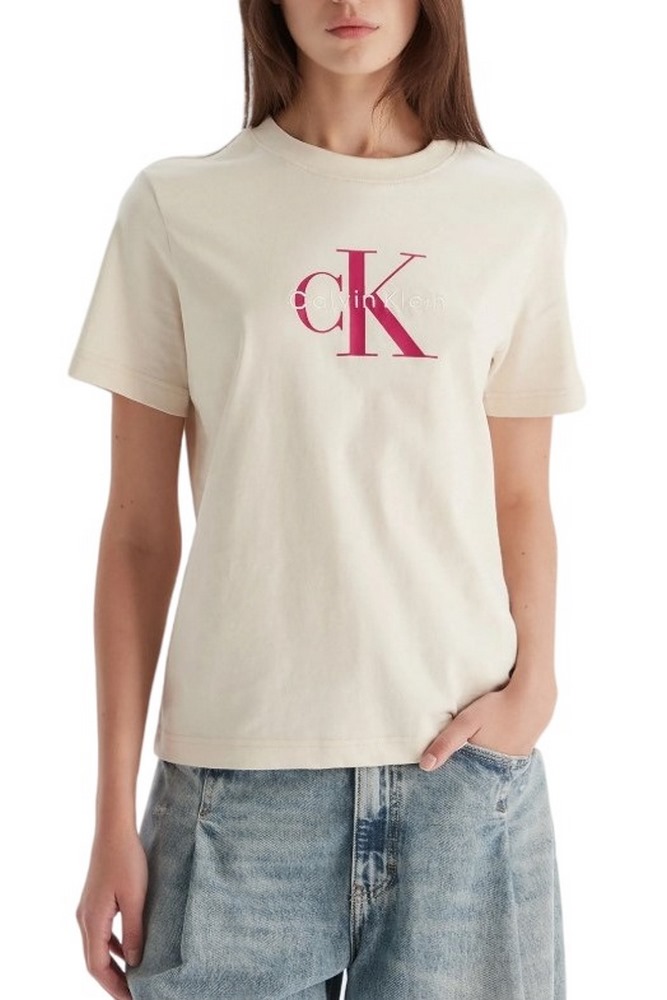 CALVIN KLEIN JEANS HR CLSSC MNLG CNC T-SHIRT ΜΠΛΟΥΖΑ ΓΥΝΑΙΚΕΙΑ BEIGE