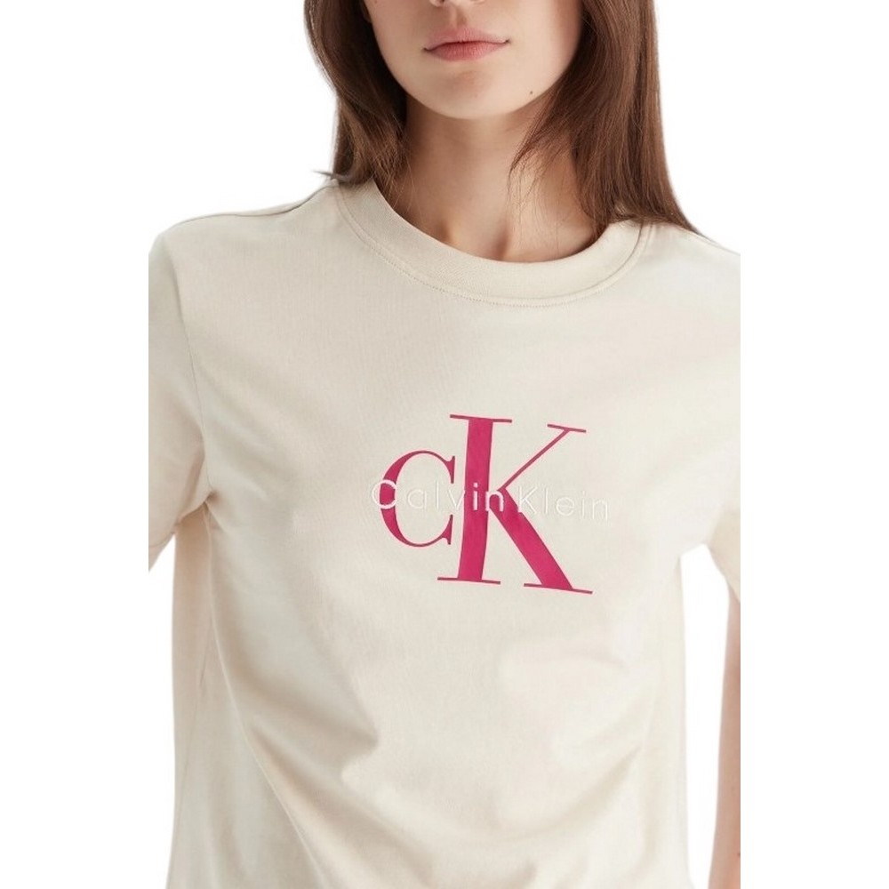 CALVIN KLEIN JEANS HR CLSSC MNLG CNC T-SHIRT ΜΠΛΟΥΖΑ ΓΥΝΑΙΚΕΙΑ BEIGE