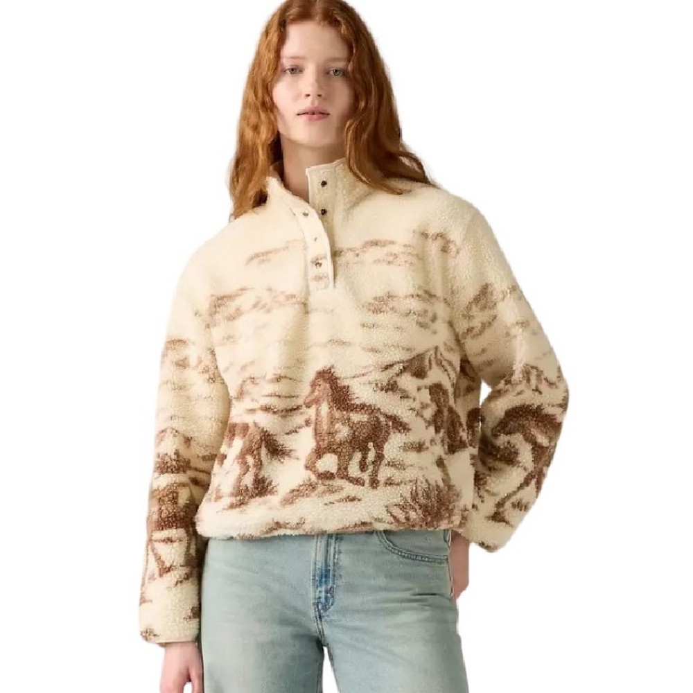 LEVIS KASEY SHERPA PULLOVER ΜΠΛΟΥΖΑ ΦΟΥΤΕΡ ΓΥΝΑΙΚΕΙΑ ECRU