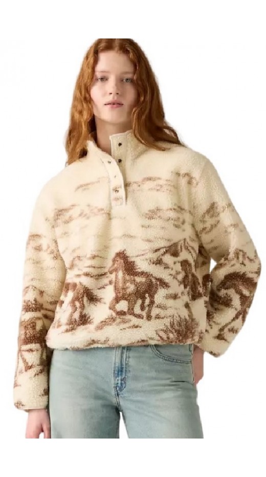 LEVIS KASEY SHERPA PULLOVER ΜΠΛΟΥΖΑ ΦΟΥΤΕΡ ΓΥΝΑΙΚΕΙΑ ECRU
