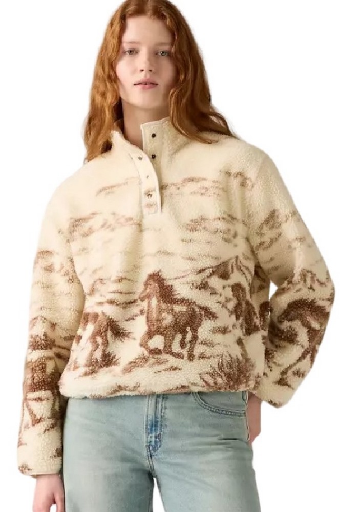 LEVIS KASEY SHERPA PULLOVER ΜΠΛΟΥΖΑ ΦΟΥΤΕΡ ΓΥΝΑΙΚΕΙΑ ECRU