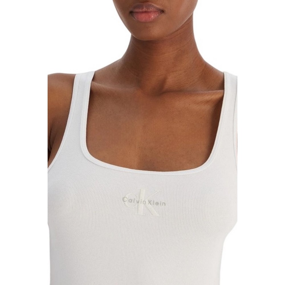 CALVIN KLEIN JEANS MONOGRAM SCOOP NK RIB TANK ΤΟΠ ΓΥΝΑΙΚΕΙΟ WHITE