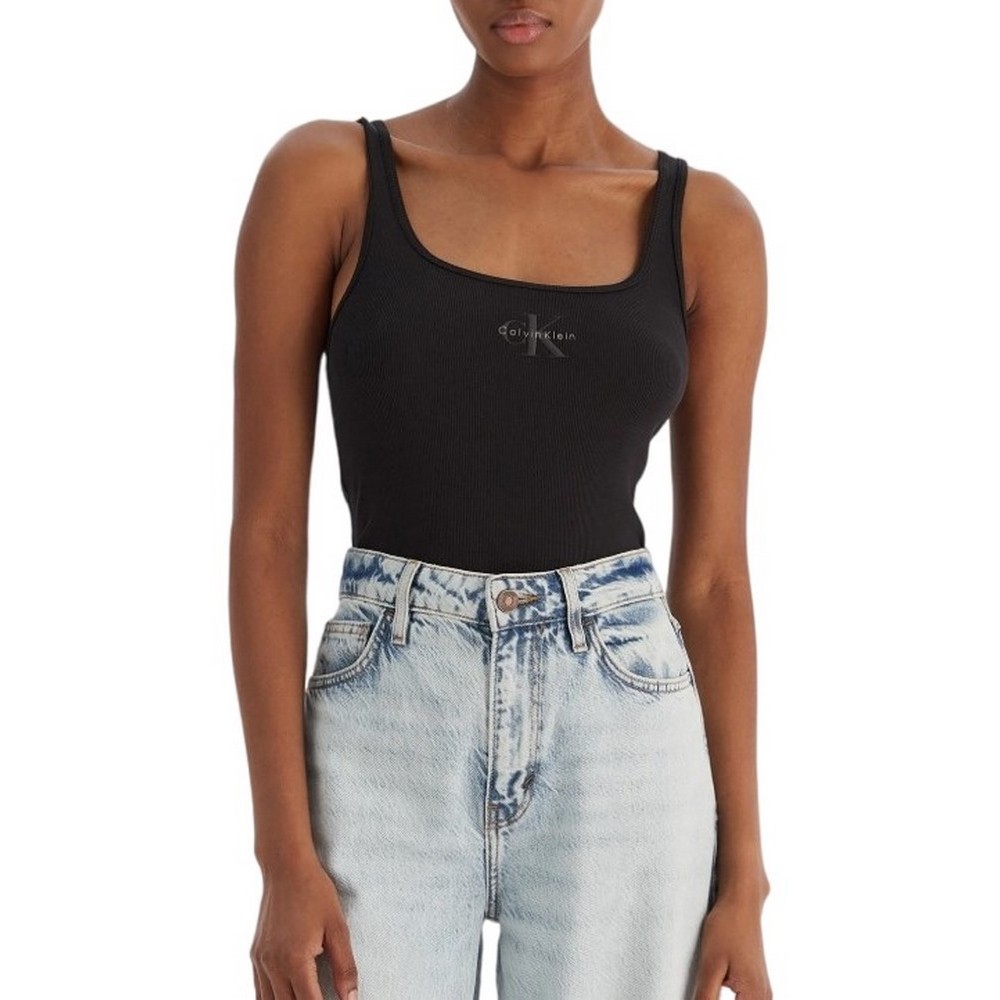 CALVIN KLEIN JEANS MONOGRAM SCOOP NK RIB TANK ΤΟΠ ΓΥΝΑΙΚΕΙΟ BLACK
