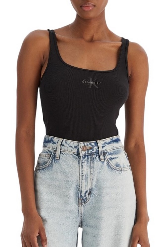 CALVIN KLEIN JEANS MONOGRAM SCOOP NK RIB TANK ΤΟΠ ΓΥΝΑΙΚΕΙΟ BLACK