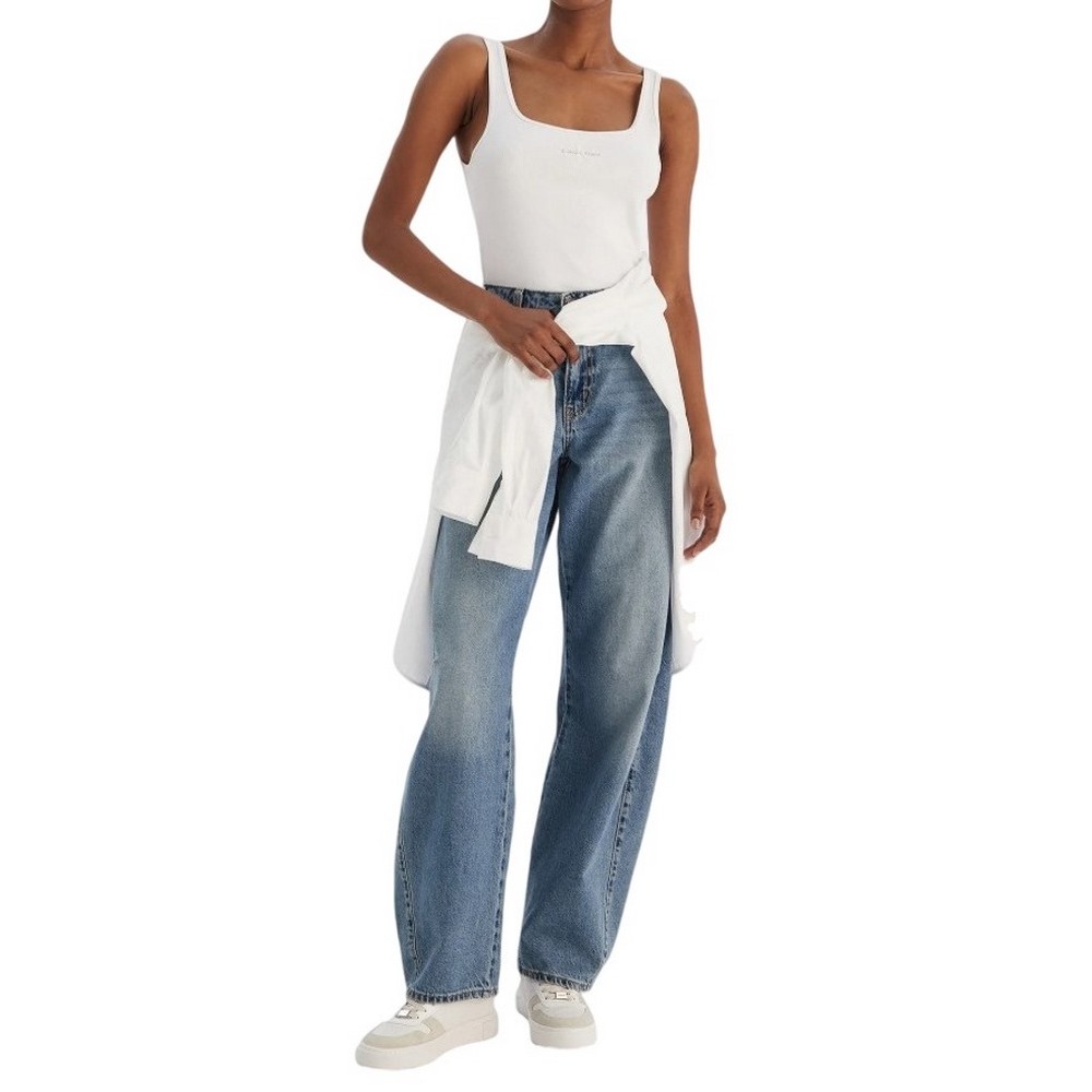 CALVIN KLEIN JEANS MONOGRAM SCOOP NK RIB TANK ΤΟΠ ΓΥΝΑΙΚΕΙΟ WHITE
