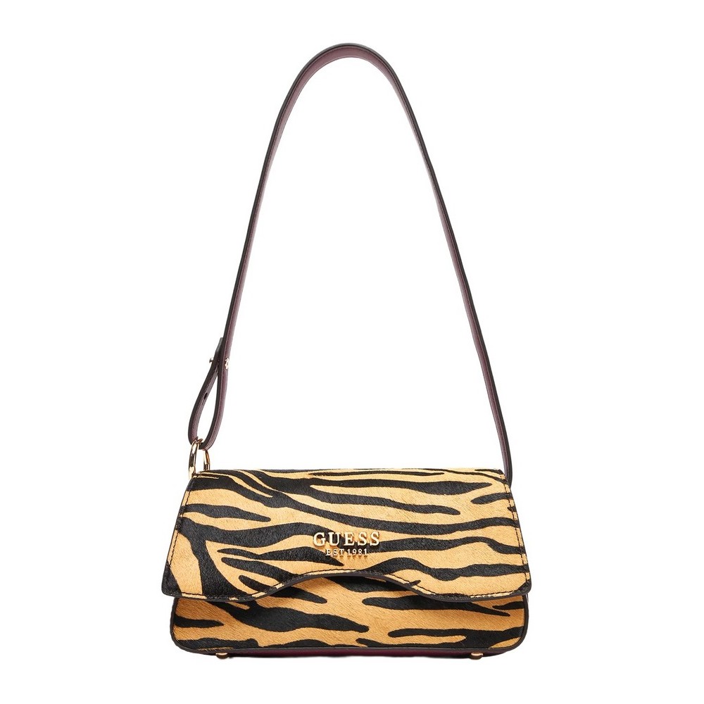 GUESS DOMITILLA FLAP SHOULDER BAG ΤΣΑΝΤΑ ΓΥΝΑΙΚΕΙΑ ZEBRA PRINT