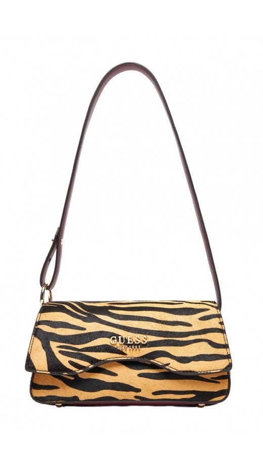 GUESS DOMITILLA FLAP SHOULDER BAG ΤΣΑΝΤΑ ΓΥΝΑΙΚΕΙΑ ZEBRA PRINT