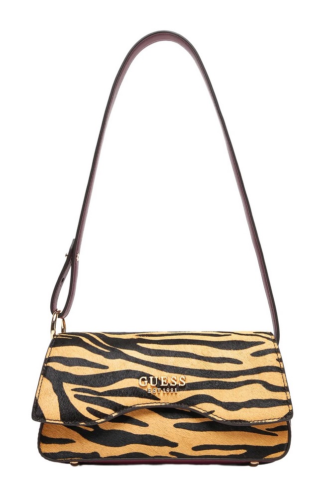 GUESS DOMITILLA FLAP SHOULDER BAG ΤΣΑΝΤΑ ΓΥΝΑΙΚΕΙΑ ZEBRA PRINT