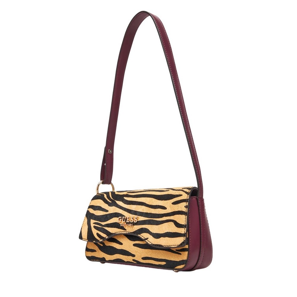 GUESS DOMITILLA FLAP SHOULDER BAG ΤΣΑΝΤΑ ΓΥΝΑΙΚΕΙΑ ZEBRA PRINT
