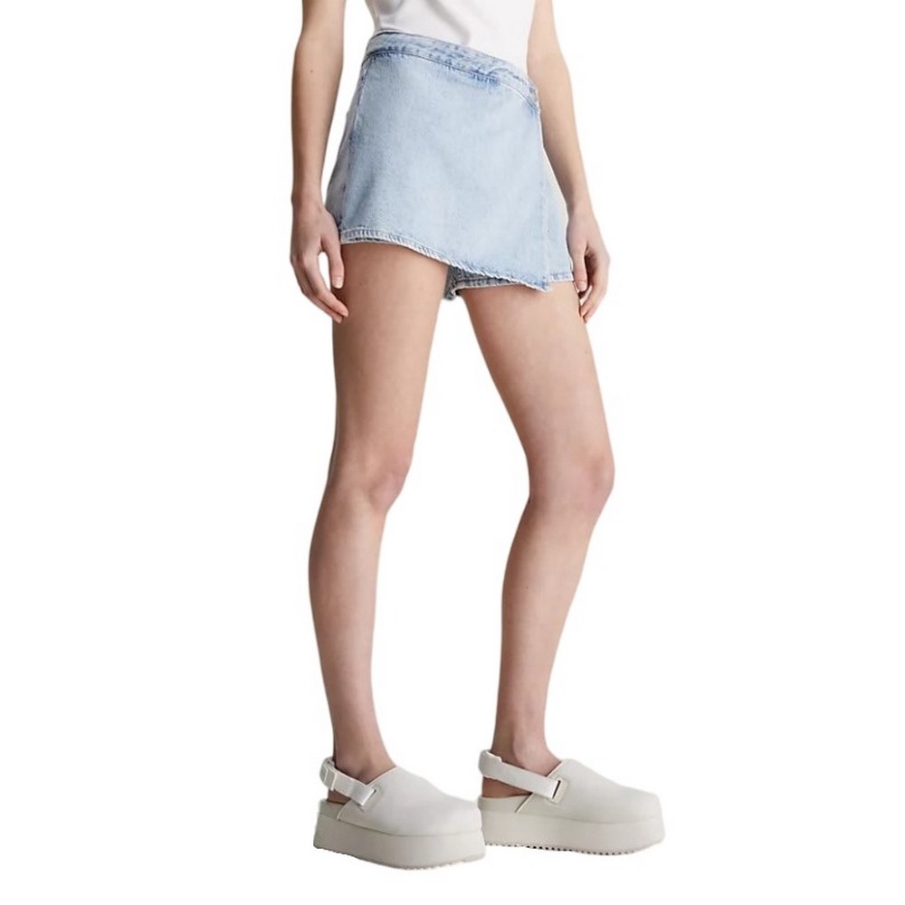 CALVIN KLEIN JEANS WRAP SKORT ΣΟΡΤΣ ΓΥΝΑΙΚΕΙΟ LIGHT DENIM