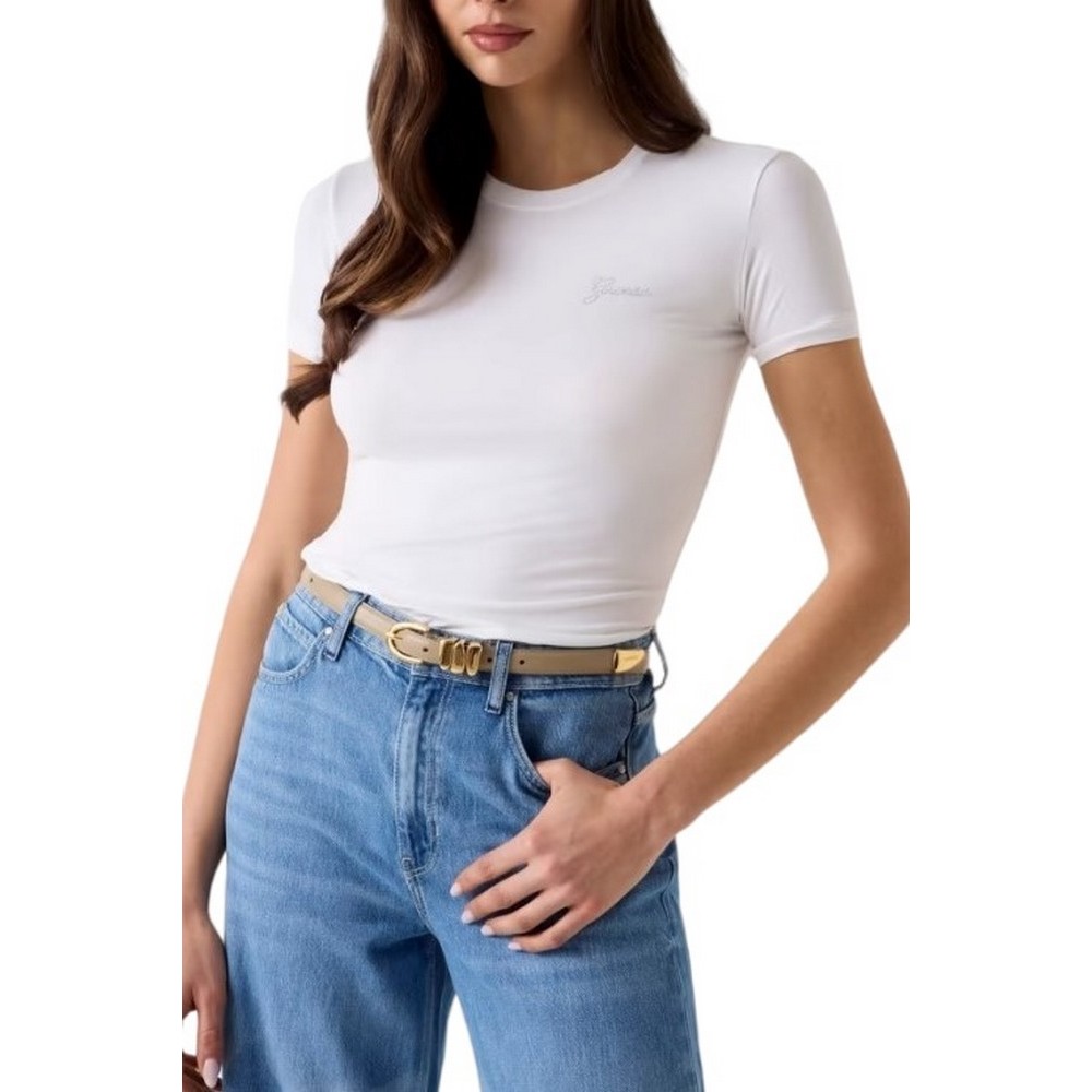 GUESS NEW CN MINI LOGO T-SHIRT ΜΠΛΟΥΖΑ ΓΥΝΑΙΚΕΙΑ WHITE