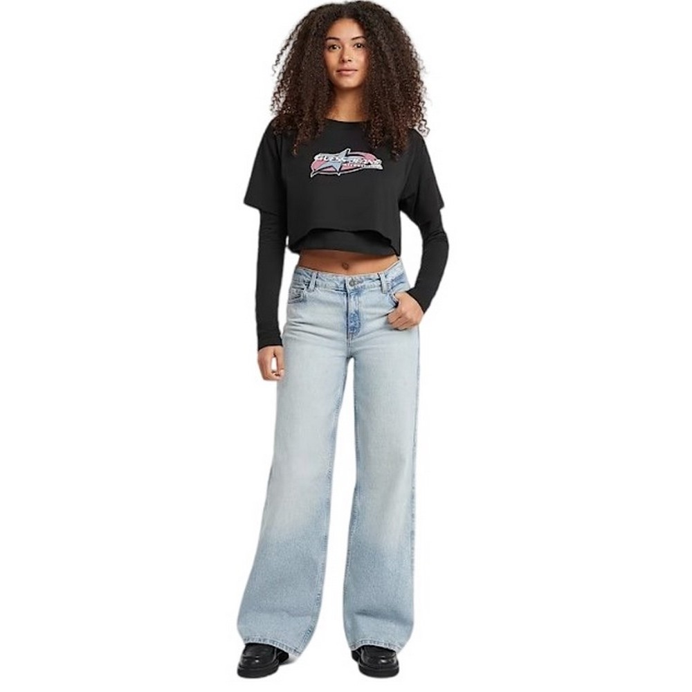 GUESS JEANS SL CN BOXY 2FER STAR PRINTE ΜΠΛΟΥΖΑ ΓΥΝΑΙΚΕΙΑ BLACK