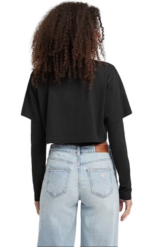GUESS JEANS SL CN BOXY 2FER STAR PRINTE ΜΠΛΟΥΖΑ ΓΥΝΑΙΚΕΙΑ BLACK