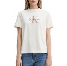 CALVIN KLEIN JEANS HR SS CLSSC MNLG CNC T-SHIRT ΜΠΛΟΥΖΑ ΓΥΝΑΙΚΕΙΑ ECRU
