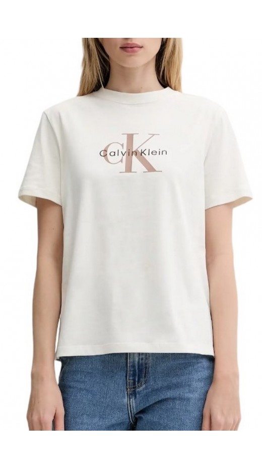 CALVIN KLEIN JEANS HR SS CLSSC MNLG CNC T-SHIRT ΜΠΛΟΥΖΑ ΓΥΝΑΙΚΕΙΑ ECRU