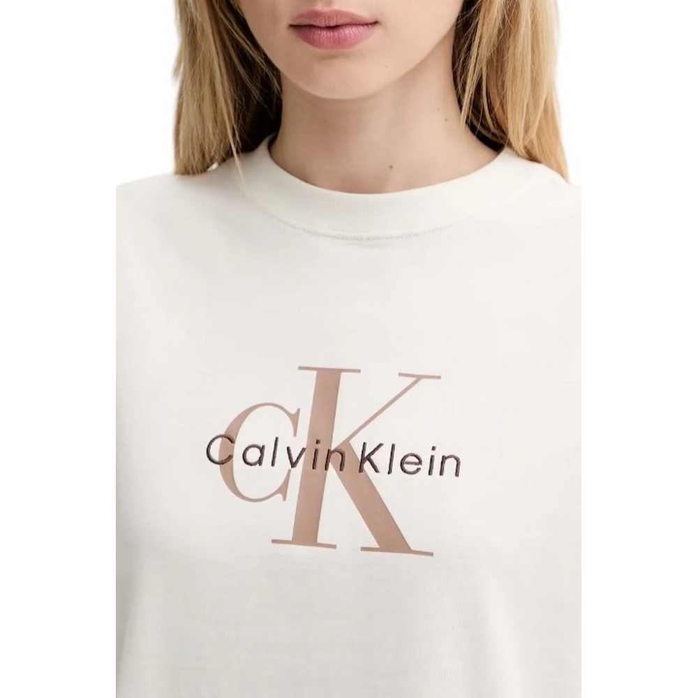 CALVIN KLEIN JEANS HR SS CLSSC MNLG CNC T-SHIRT ΜΠΛΟΥΖΑ ΓΥΝΑΙΚΕΙΑ ECRU