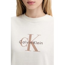 CALVIN KLEIN JEANS HR SS CLSSC MNLG CNC T-SHIRT ΜΠΛΟΥΖΑ ΓΥΝΑΙΚΕΙΑ ECRU