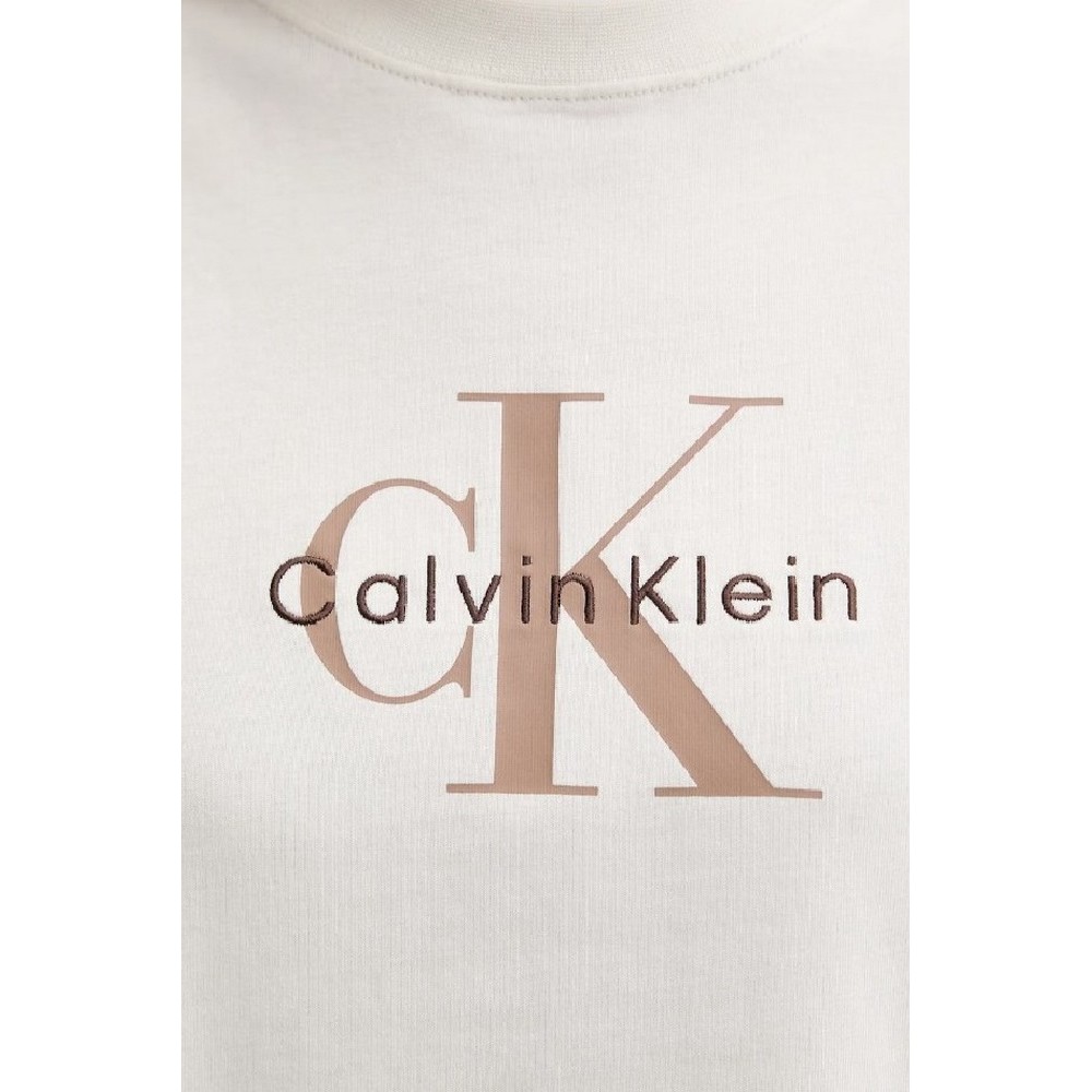 CALVIN KLEIN JEANS HR SS CLSSC MNLG CNC T-SHIRT ΜΠΛΟΥΖΑ ΓΥΝΑΙΚΕΙΑ ECRU