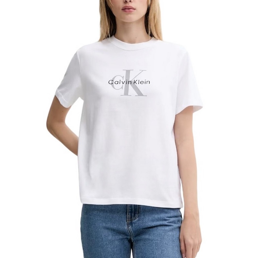 CALVIN KLEIN JEANS HR SS CLSSC MNLG CNC T-SHIRT ΜΠΛΟΥΖΑ ΓΥΝΑΙΚΕΙΑ BRIGHT WHITE