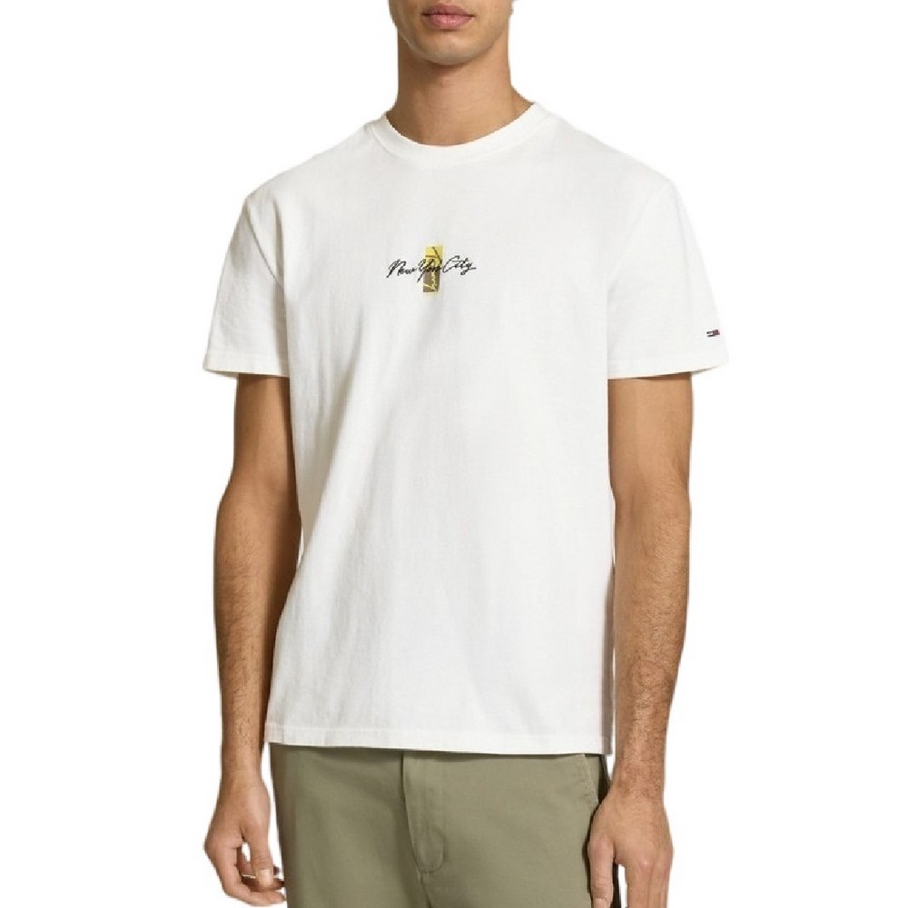 TOMMY JEANS REG SIGN BLOCK T-SHIRT ΜΠΛΟΥΖΑ ΑΝΔΡΙΚΗ ECRU