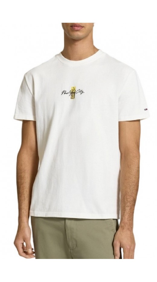 TOMMY JEANS REG SIGN BLOCK T-SHIRT ΜΠΛΟΥΖΑ ΑΝΔΡΙΚΗ ECRU