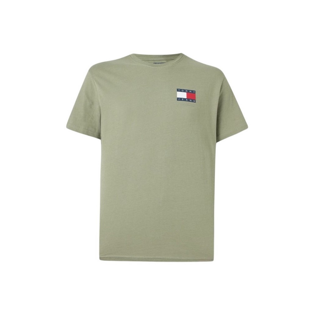 TOMMY JEANS SLIM ESSENTIAL FLAG TEE T-SHIRT ΜΠΛΟΥΖΑ ΑΝΔΡΙΚΗ KHAKI