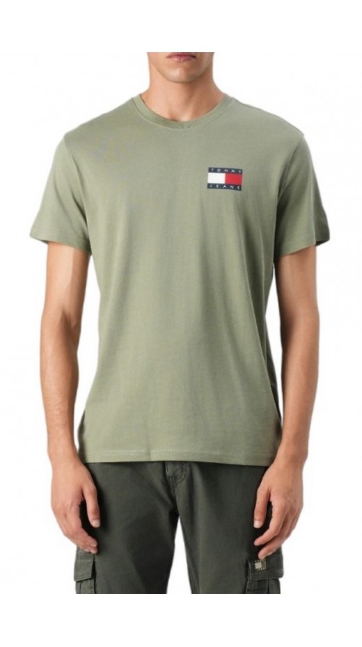 TOMMY JEANS SLIM ESSENTIAL FLAG TEE T-SHIRT ΜΠΛΟΥΖΑ ΑΝΔΡΙΚΗ KHAKI