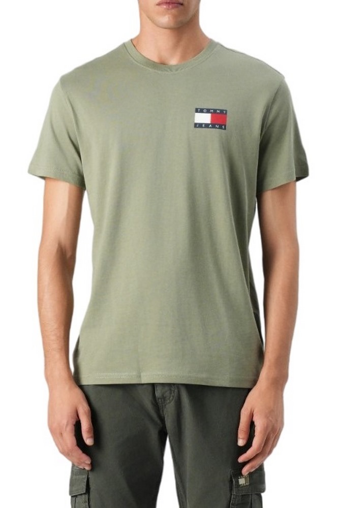 TOMMY JEANS SLIM ESSENTIAL FLAG TEE T-SHIRT ΜΠΛΟΥΖΑ ΑΝΔΡΙΚΗ KHAKI