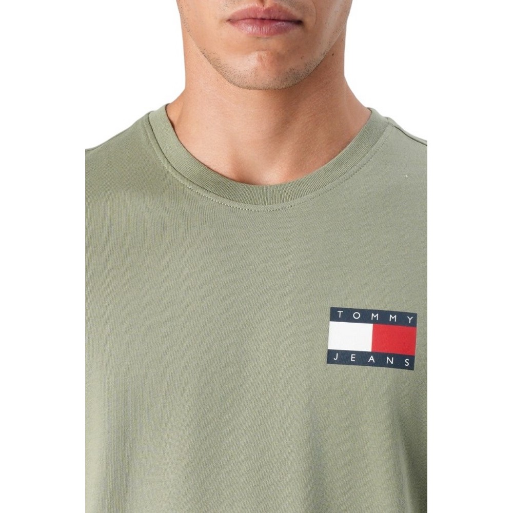TOMMY JEANS SLIM ESSENTIAL FLAG TEE T-SHIRT ΜΠΛΟΥΖΑ ΑΝΔΡΙΚΗ KHAKI