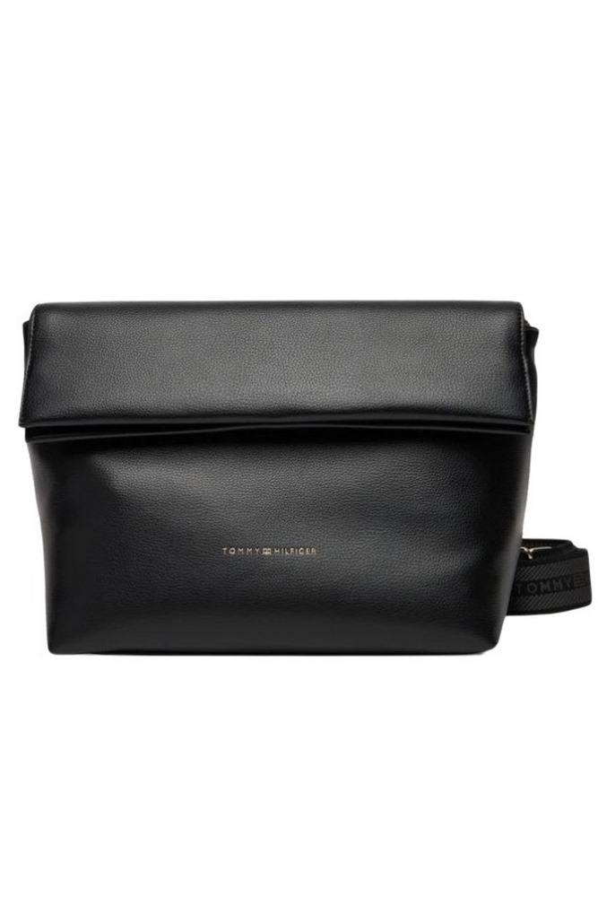 TOMMY HILFIGER LOGOTAPE MED CROSSOVER ΤΣΑΝΤΑ ΓΥΝΑΙΚΕΙΑ BLACK