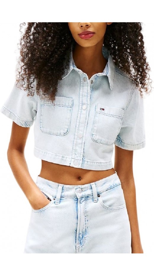 TOMMY JEANS CROPPED SHIRT CI6012 ΠΟΥΚΑΜΙΣΟ ΑΝΔΡΙΚΟ LIGHT DENIM