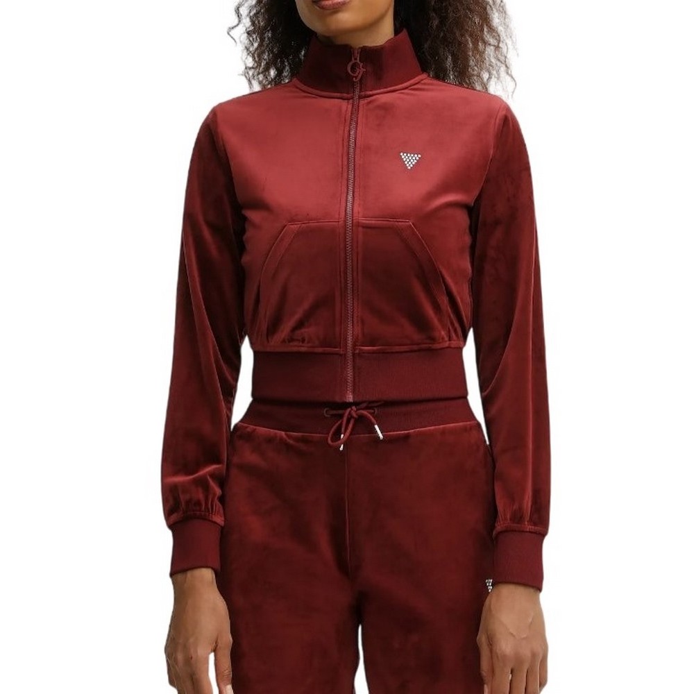GUESS COUTURE FULL ZIP SWEATSHIRT ΖΑΚΕΤΑ ΦΟΥΤΕΡ ΓΥΝΑΙΚΕΙΑ WINE