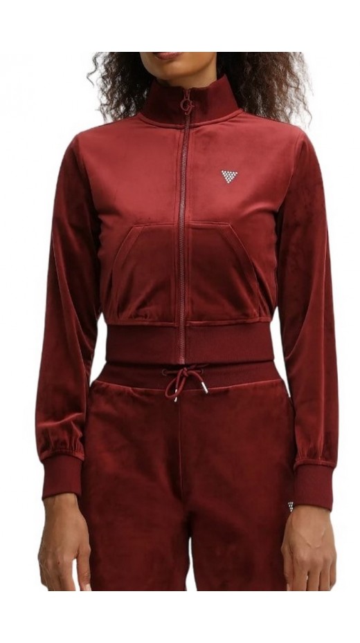 GUESS COUTURE FULL ZIP SWEATSHIRT ΖΑΚΕΤΑ ΦΟΥΤΕΡ ΓΥΝΑΙΚΕΙΑ WINE