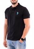 U.S POLO ASSN FLYN POLO T-SHIRT ΜΠΛΟΥΖΑ ΑΝΔΡΙΚΗ BLACK