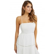 GUESS SL LACE UP LONG SAFA DRESS ΦΟΡΕΜΑ ΓΥΝΑΙΚΕΙΟ WHITE