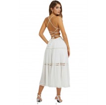 GUESS SL LACE UP LONG SAFA DRESS ΦΟΡΕΜΑ ΓΥΝΑΙΚΕΙΟ WHITE