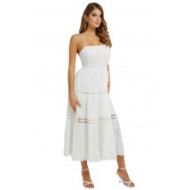 GUESS SL LACE UP LONG SAFA DRESS ΦΟΡΕΜΑ ΓΥΝΑΙΚΕΙΟ WHITE