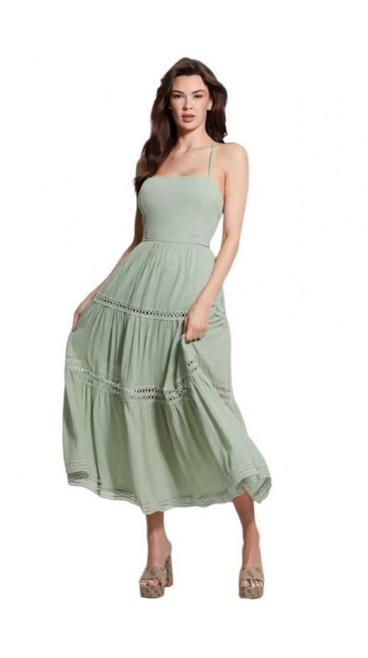 GUESS SL LACE UP LONG SAFA DRESS ΦΟΡΕΜΑ ΓΥΝΑΙΚΕΙΟ MINT