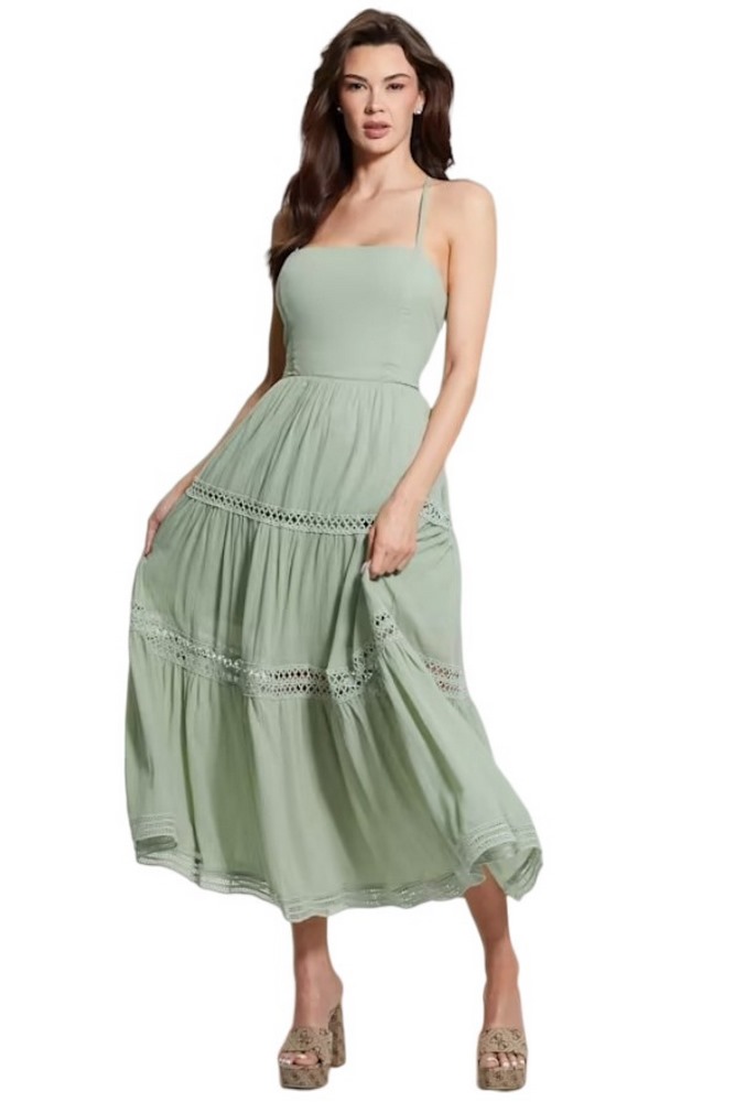 GUESS SL LACE UP LONG SAFA DRESS ΦΟΡΕΜΑ ΓΥΝΑΙΚΕΙΟ MINT