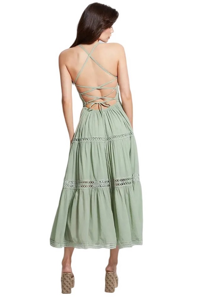 GUESS SL LACE UP LONG SAFA DRESS ΦΟΡΕΜΑ ΓΥΝΑΙΚΕΙΟ MINT