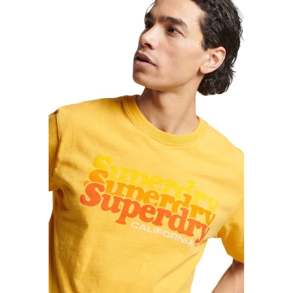 T-SHIRT FLASH M VINTAGE CALI STRIPE  ΑΝΔΡΙΚΟ SUPERDRY YELLOW