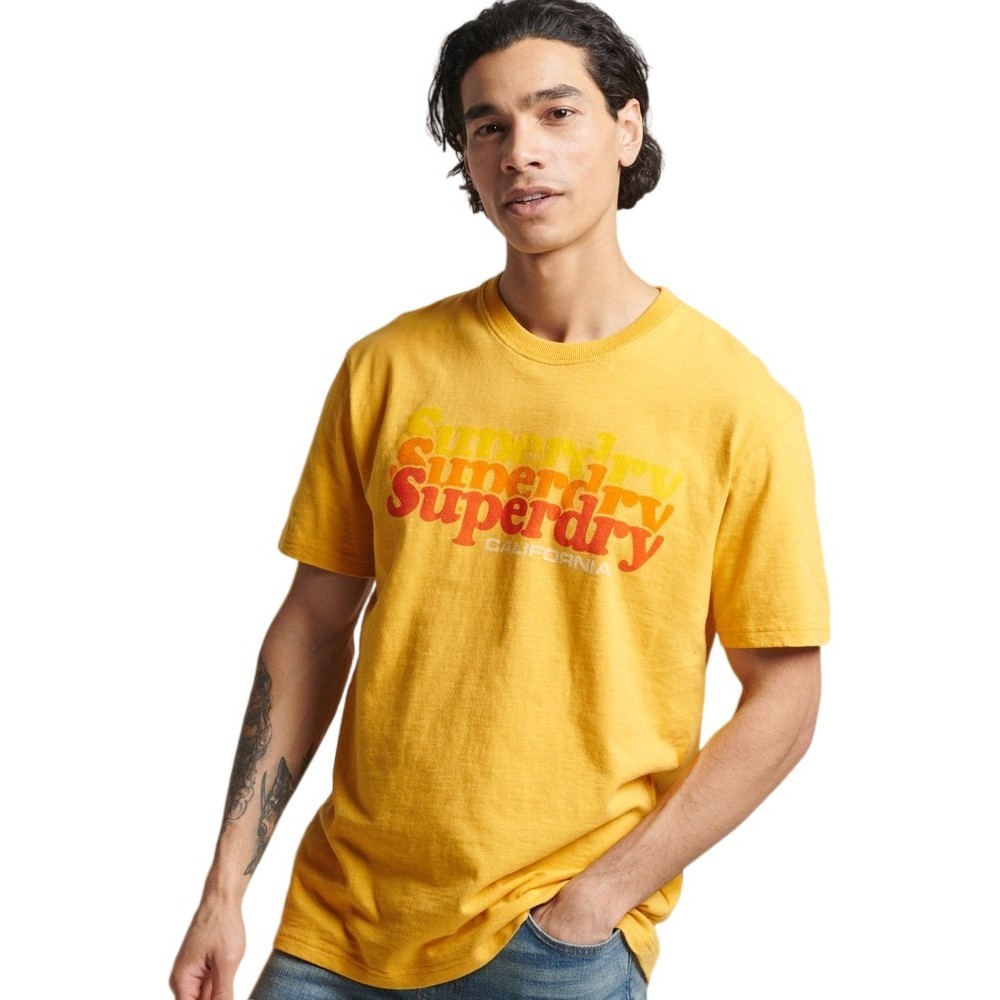 T-SHIRT FLASH M VINTAGE CALI STRIPE  ΑΝΔΡΙΚΟ SUPERDRY YELLOW