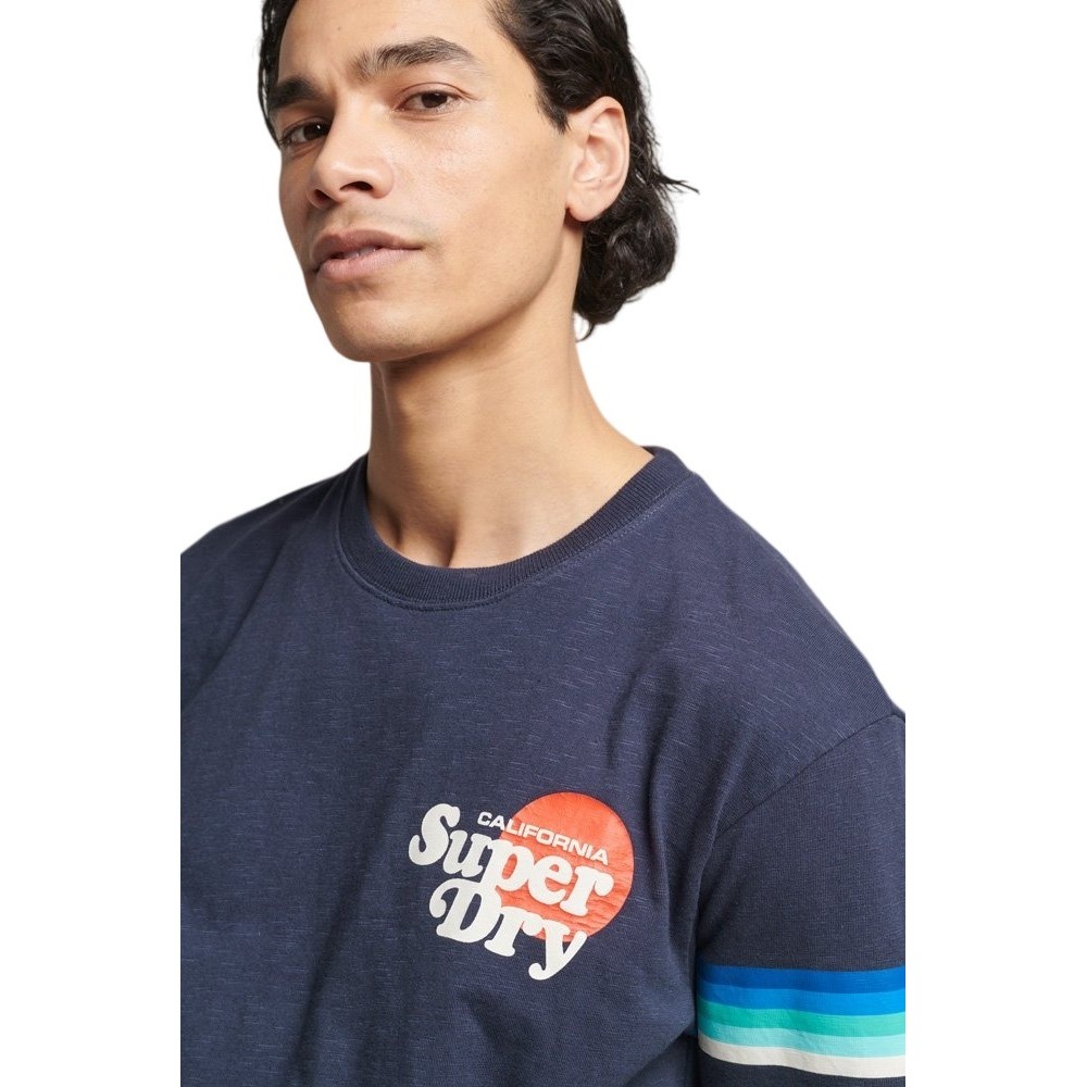 T-SHIRT FLASH M VINTAGE CALI STRIPE  ΑΝΔΡΙΚΟ SUPERDRY NAVY