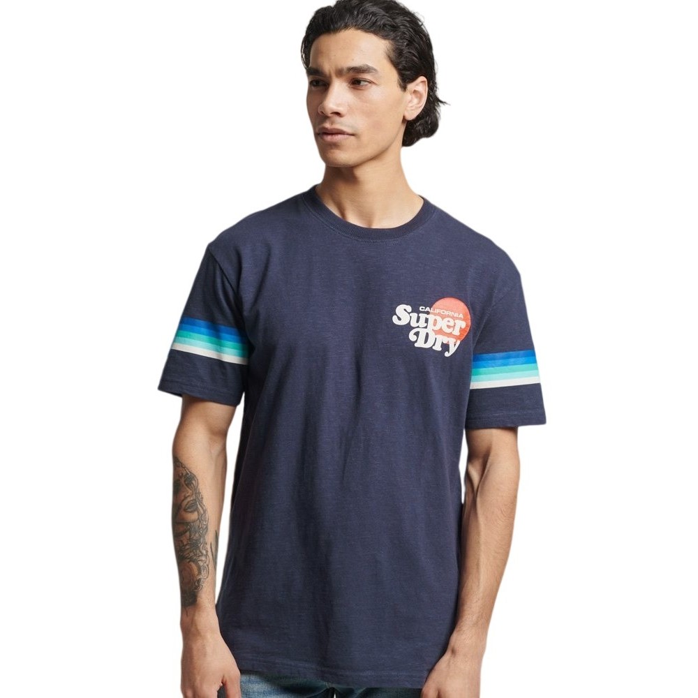 T-SHIRT FLASH M VINTAGE CALI STRIPE  ΑΝΔΡΙΚΟ SUPERDRY NAVY