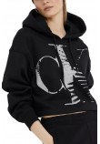 CALVIN KLEIN JEANS BLOWN UP CK HOODIE ΜΠΛΟΥΖΑ ΦΟΥΤΕΡ ΓΥΝΑΙΚΕΙΑ BLACK