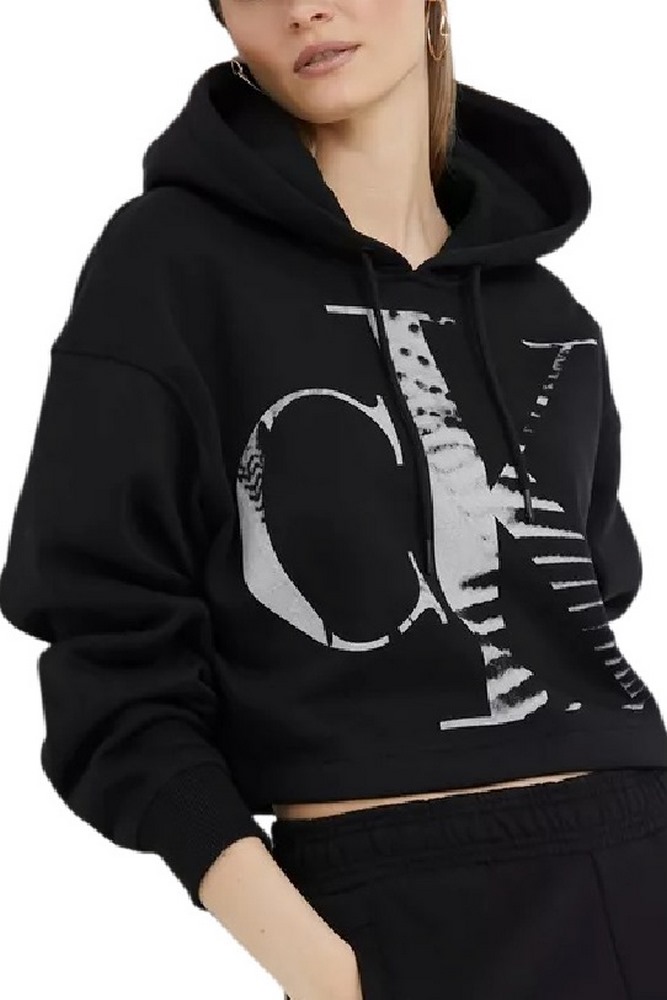 CALVIN KLEIN JEANS BLOWN UP CK HOODIE ΜΠΛΟΥΖΑ ΦΟΥΤΕΡ ΓΥΝΑΙΚΕΙΑ BLACK