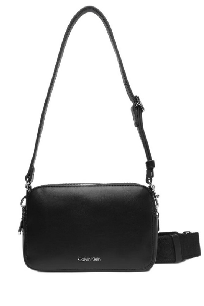 CALVIN KLEIN WEBBING DOUBLE STRAP CAMERA BAG ΤΣΑΝΤΑ ΓΥΝΑΙΚΕΙΟ BLACK