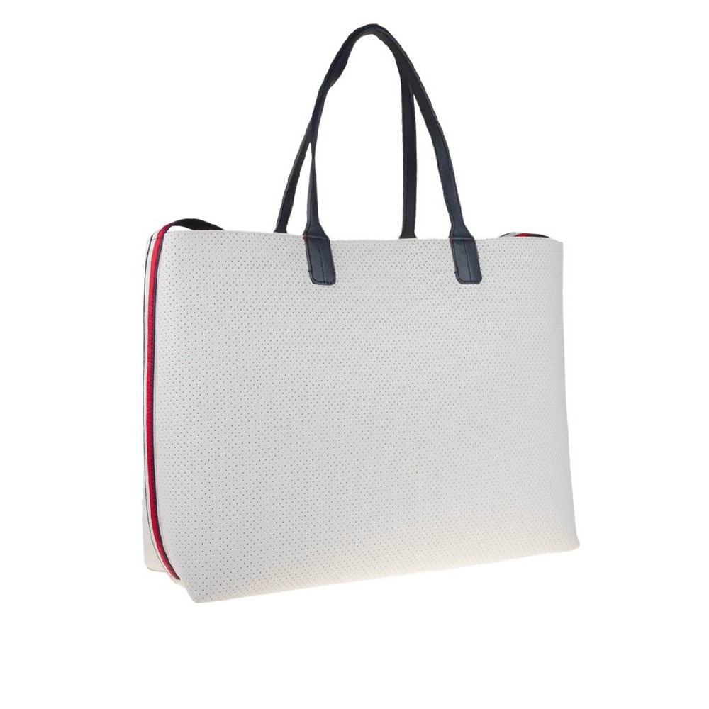 TOMMY HILFIGER ICONIC TOMMY TOTE PERF ΤΣΑΝΤΑ ΓΥΝΑΙΚΕΙΑ WHITE